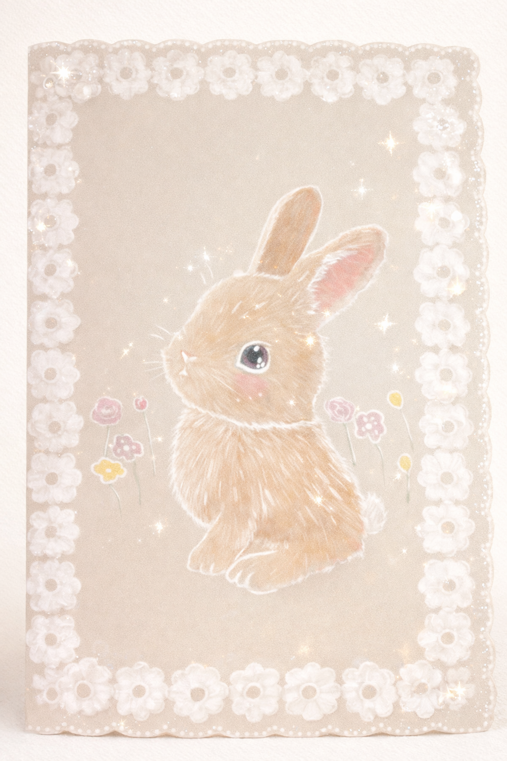a spanish card with a little bunny